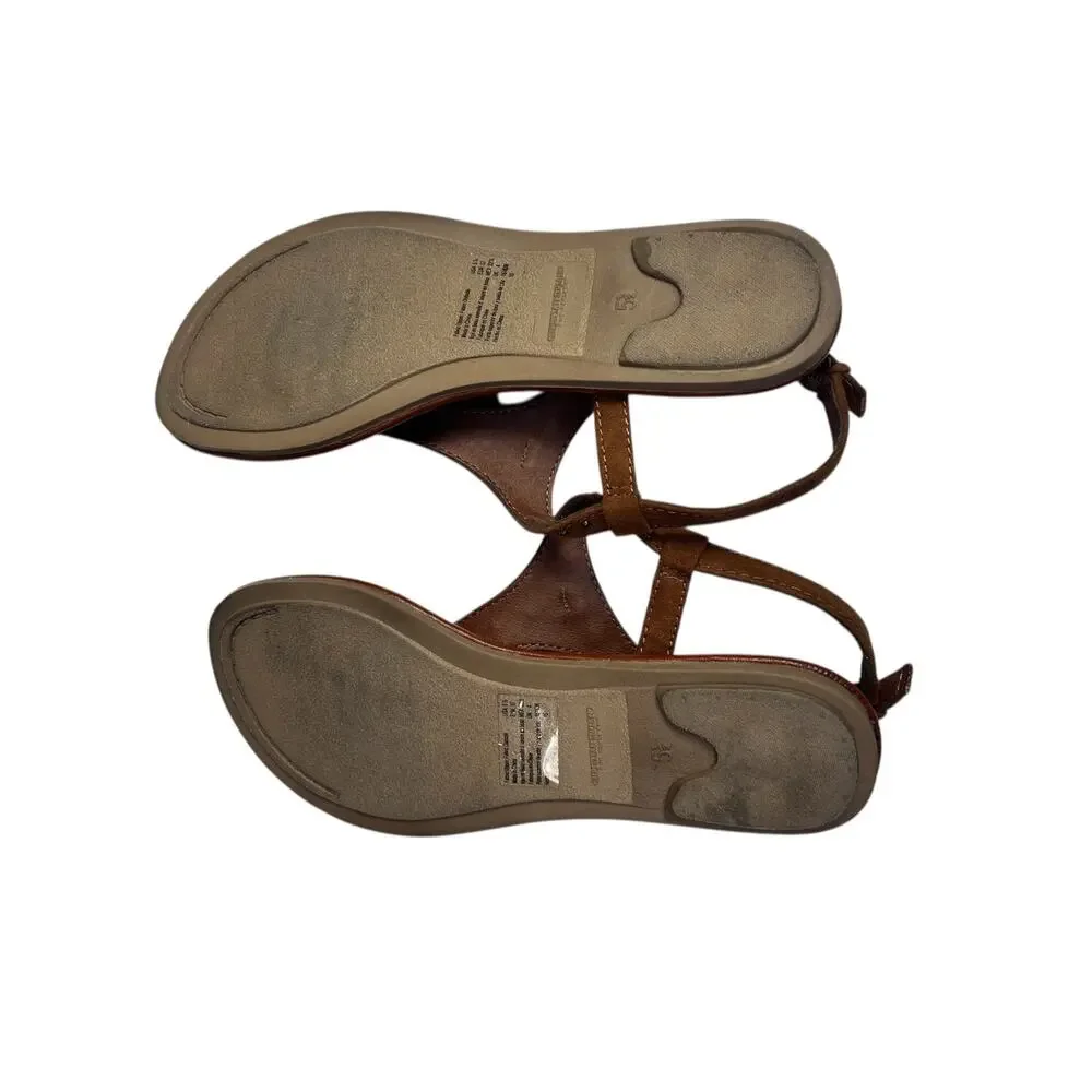 Christian Siriano Payless Brown Studded T Strap Thong Sandals 5.5 Boho